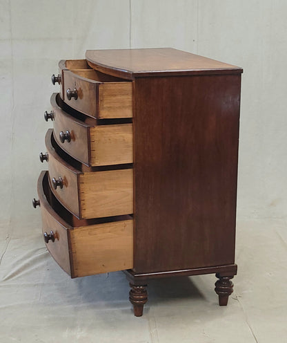 Antique English Edwardian Figured Mahogany Dresser With Original Knobs