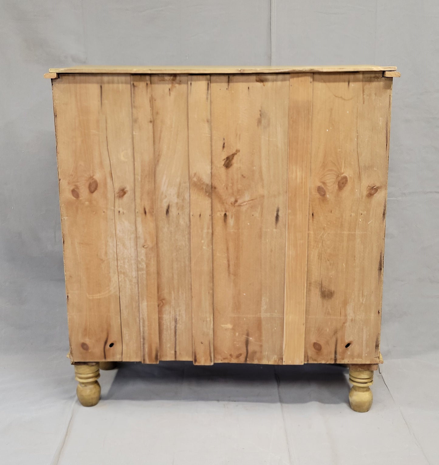 Antique English Edwardian Circa 1900 Painted Pine Dresser Chest of Drawers With Turned Feet