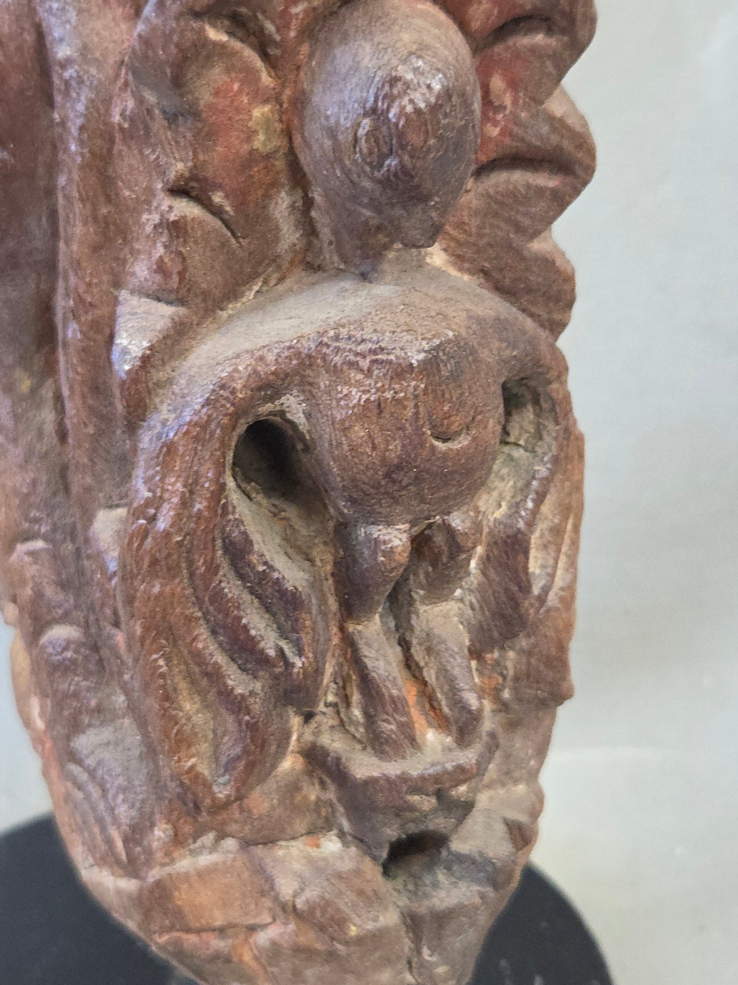 Antique Indian Hand Carved Naga Architectural Remnant on a Custom Metal Stand