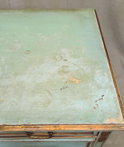 Antique French Floral Painted Mahogany Dresser with Matching Mirror