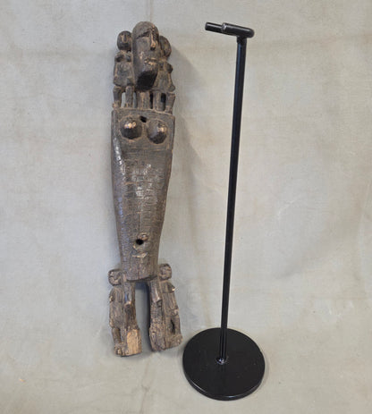 Vintage African Dogon Carved Figural Doorway Latch on a Custom Metal Stand