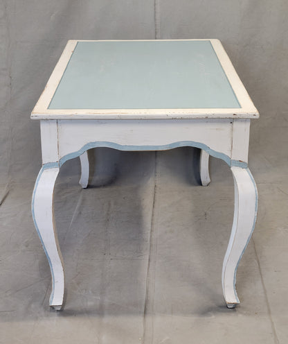 Vintage Pine French Style Painted Blue and White Desk