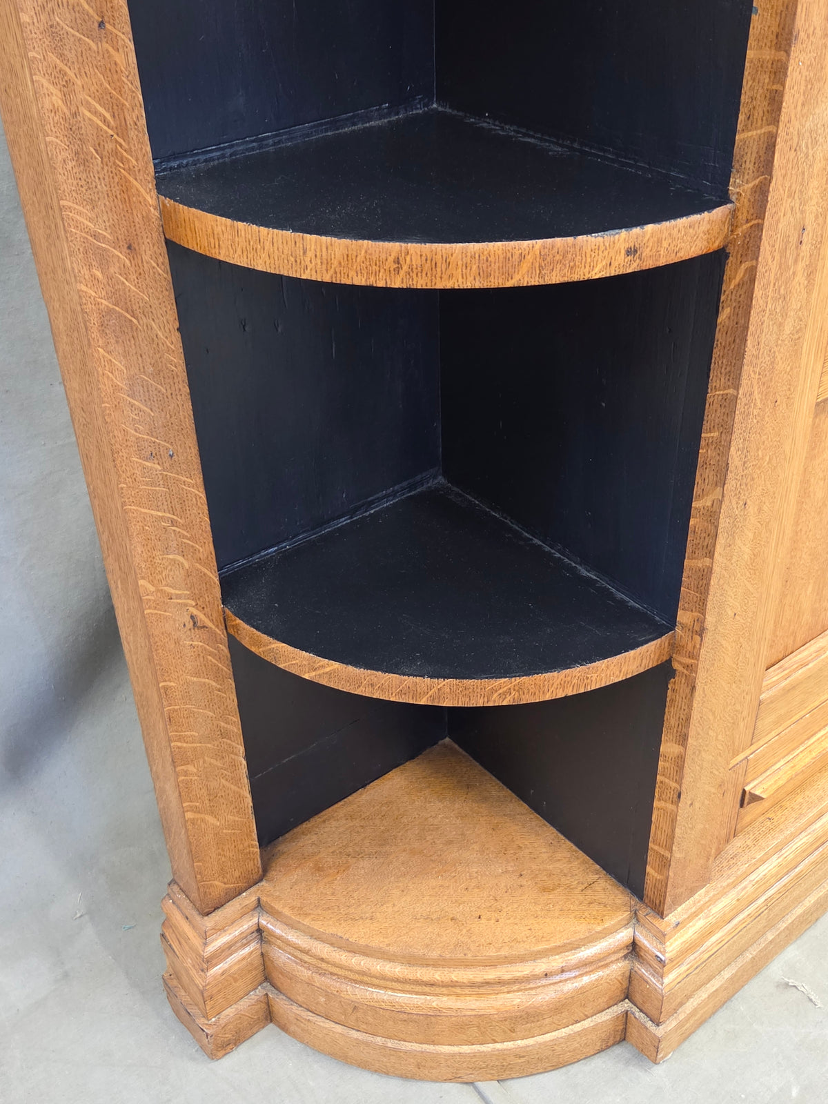 Antique Early 1900s Oak Console Cabinet With Doors, Shelves and a Marble Top
