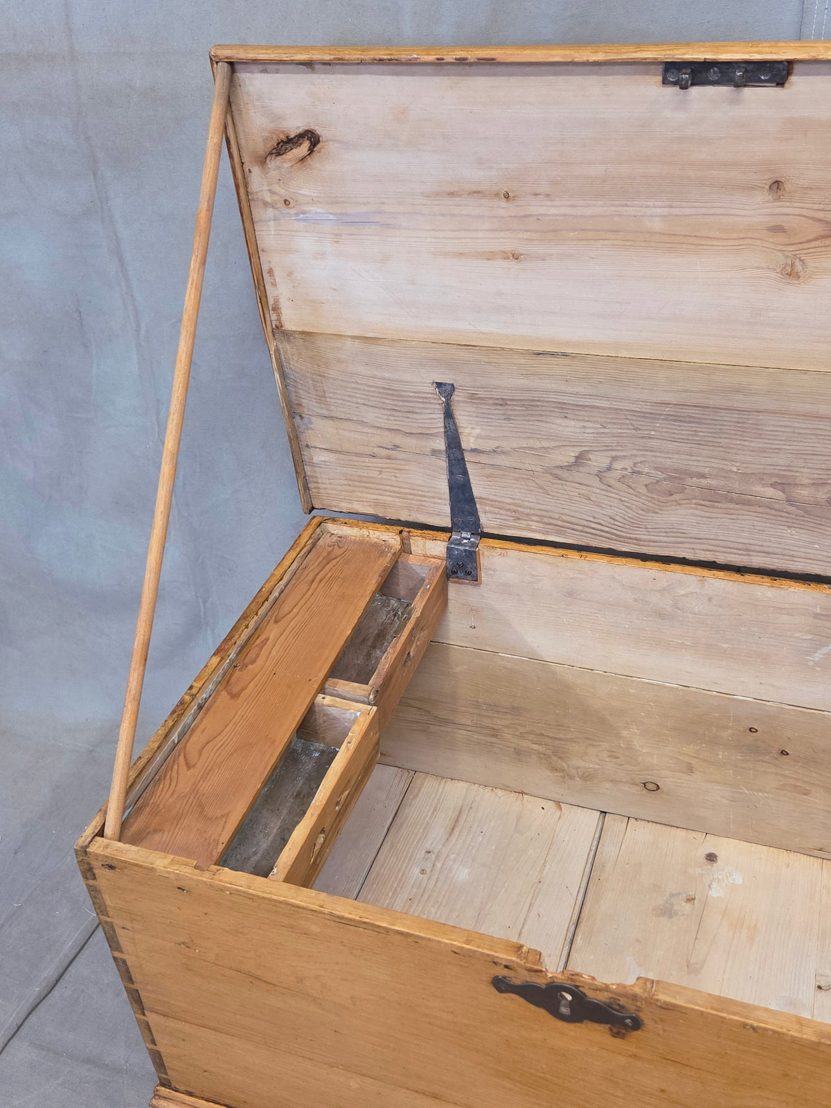 Antique Circa 1900 German Natural Pine Blanket Chest