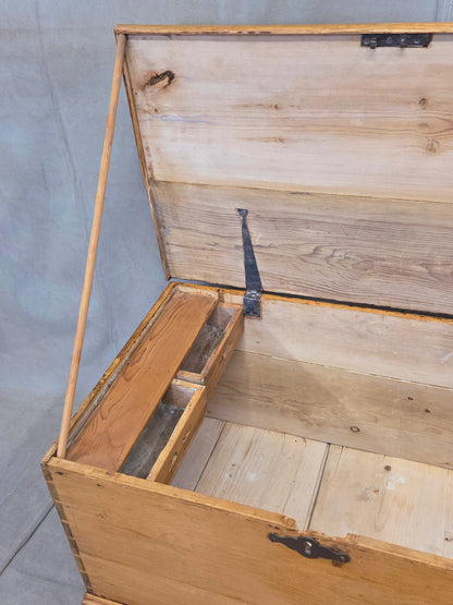 Antique Circa 1900 German Natural Pine Blanket Chest