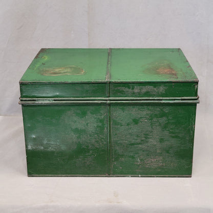 Antique English Iron Milner's Strong Box Painted Green With John Layton Inscription (RL)