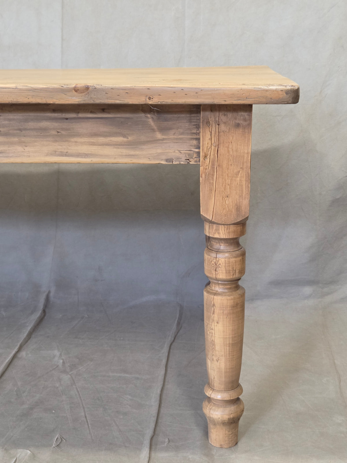 Antique 1920s English Weathered Pine Farmhouse 7' Long Kitchen or Dining Table