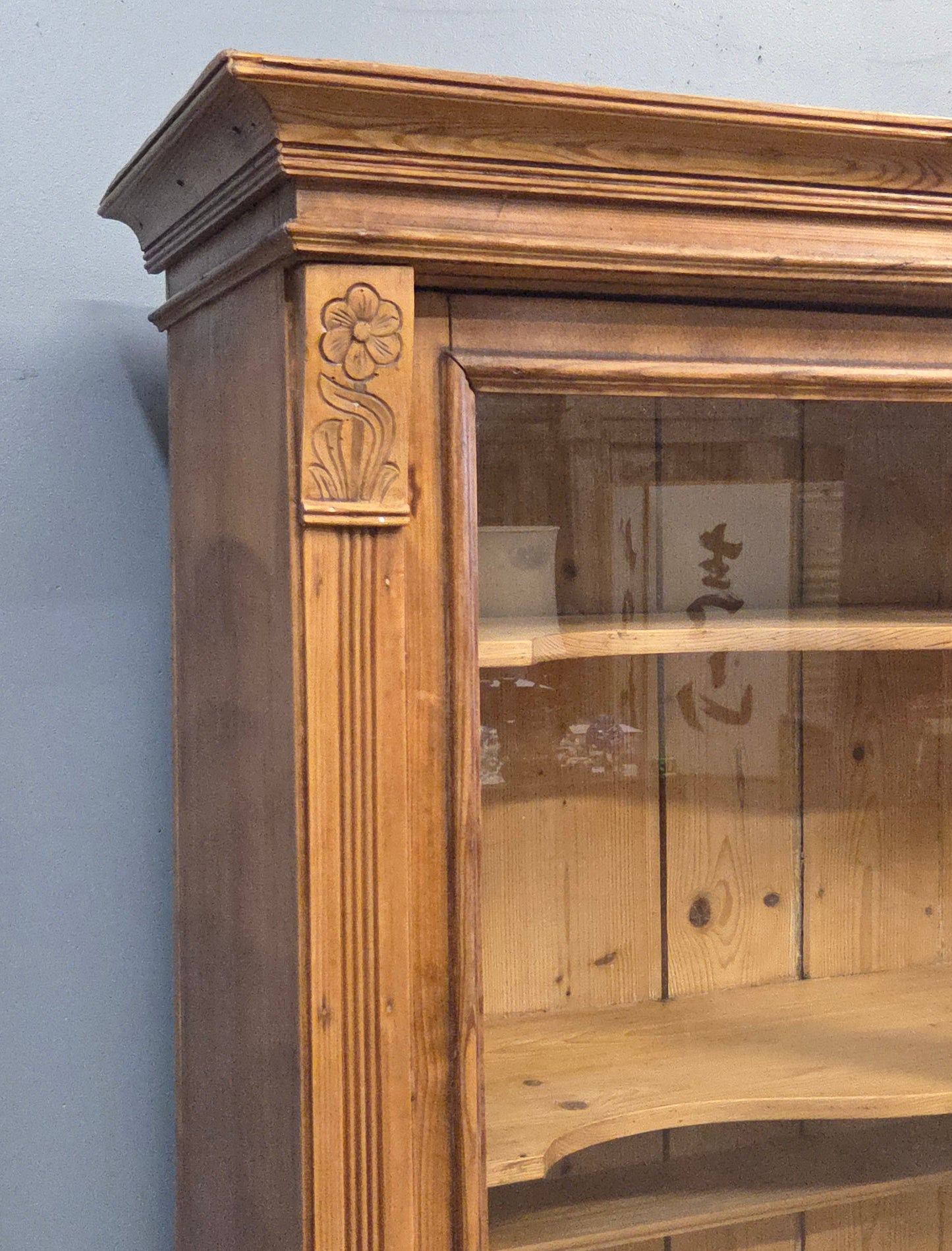 Antique Eastern European Pine Stepback China Cabinet Sideboard Hutch