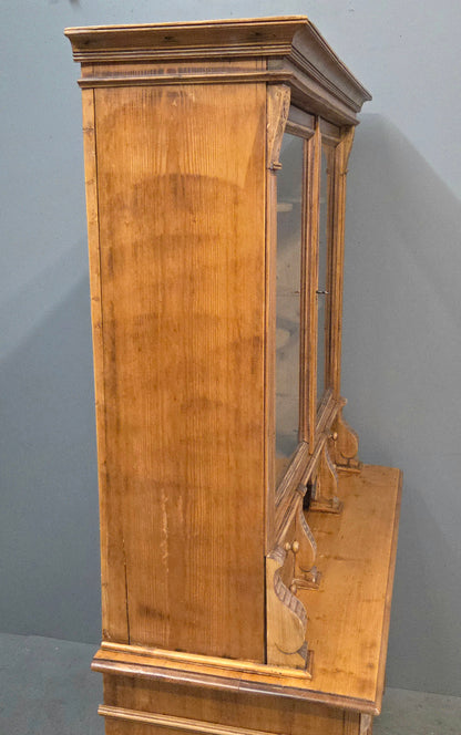 Antique Eastern European Pine Stepback China Cabinet Sideboard Hutch