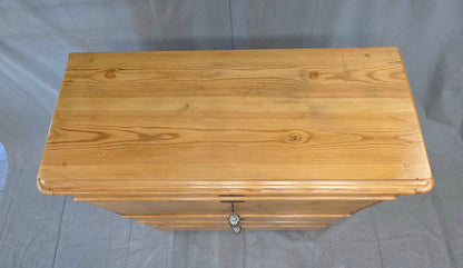 Antique Swedish Biedermeier Natural Pine Drop Front Desk with Drawers and Keys