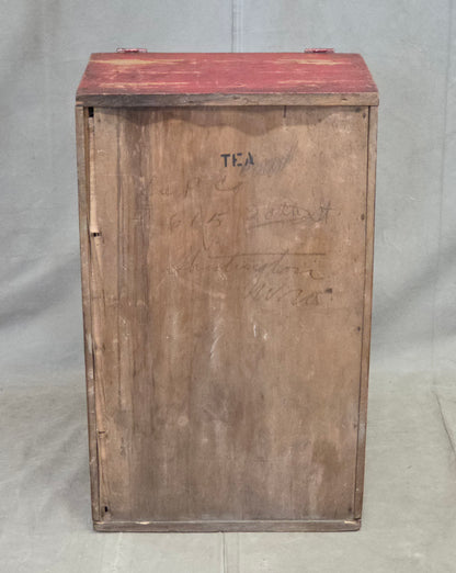 Antique A&P Tea Bin, Wood With Red Paint, Country Style, Circa 1920