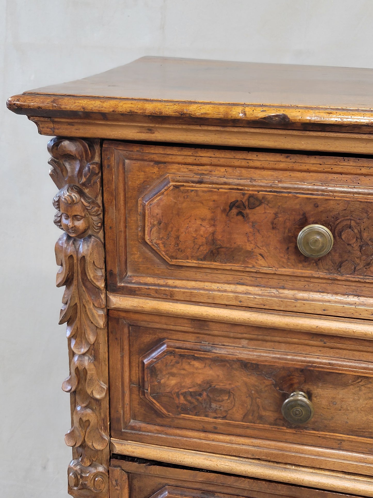 Antique 18th Century Italian (Bergamo, Lombardy) Burl Walnut Chest of Drawers