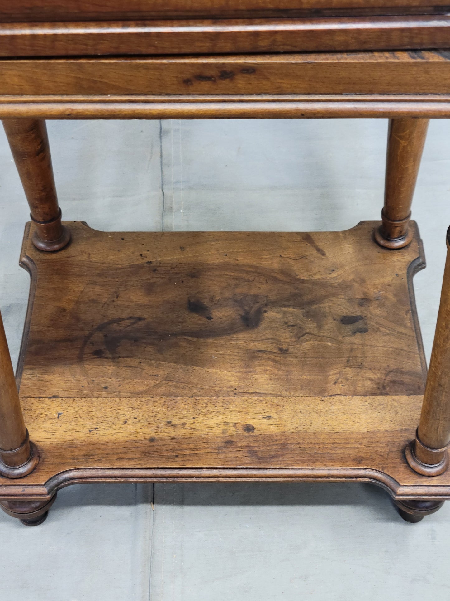 Antique French or Belgian Walnut Nightstands With Italian Marble - A Near Pair