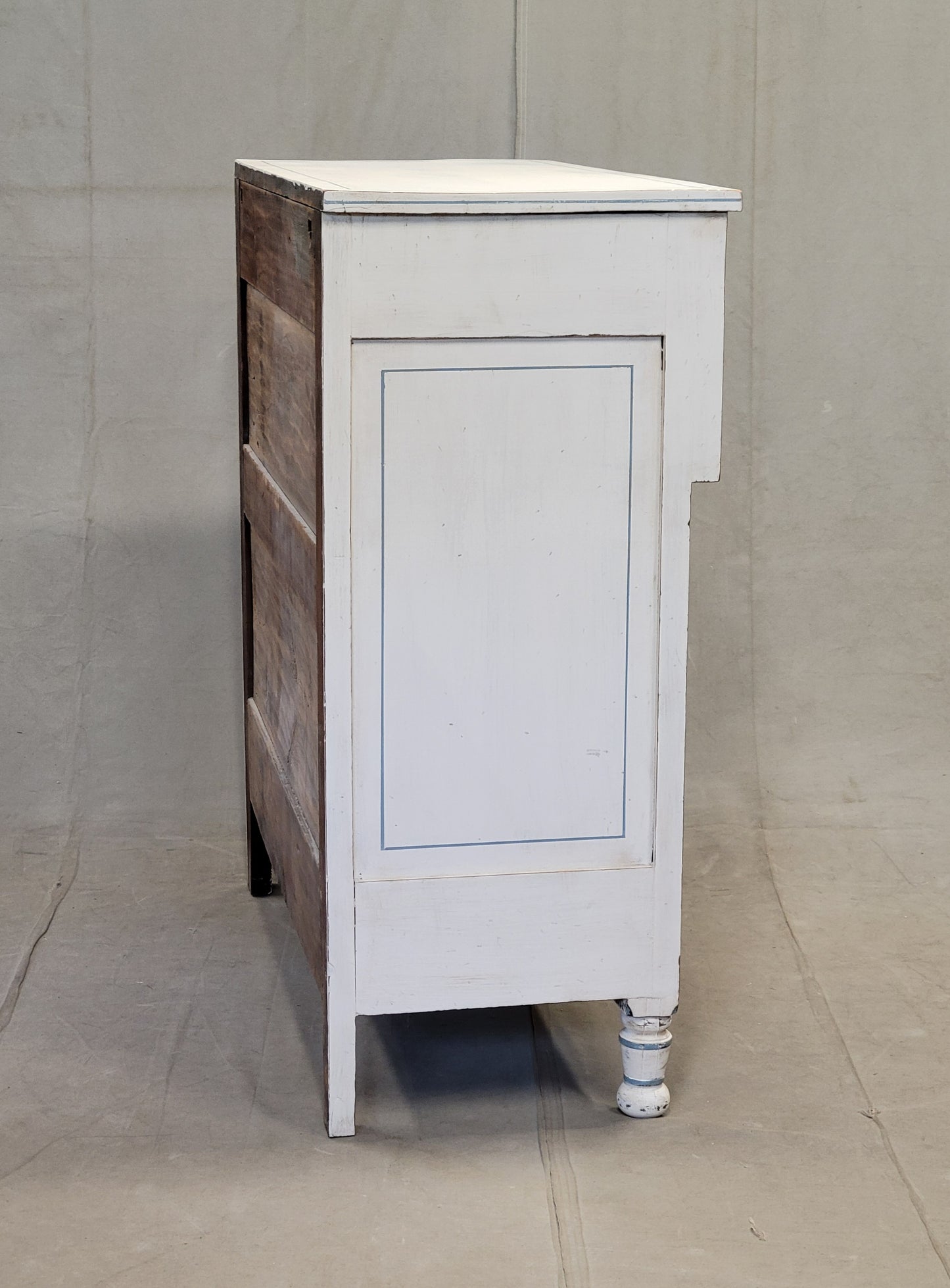Antique English Painted Dresser Chest of Drawers With Greek Key Motif