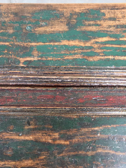 Vintage Teak Coffee Table Made From an Old Reclaimed Door With Green Paint