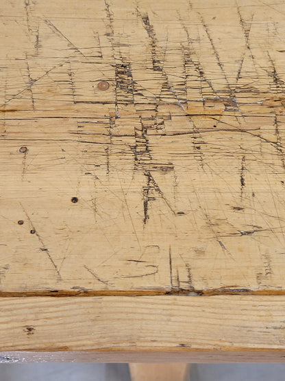 Antique Circa 1900 French Light / Bleached Pine Rustic Worktable Dining Table