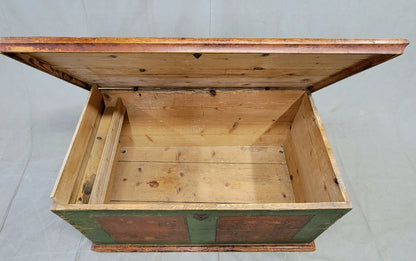Antique Eastern European Pine Blanket Chest With Original Paint