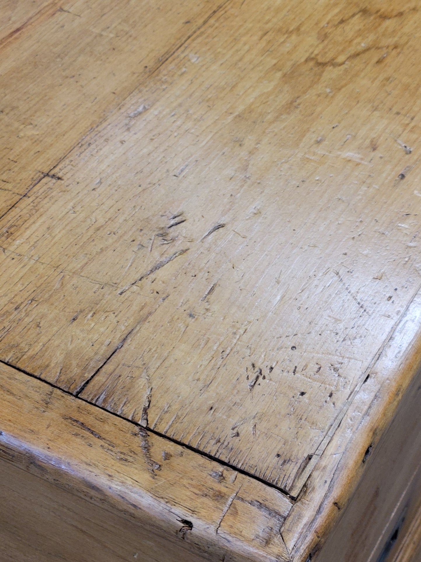 Antique English Pine Blanket Chest With Drawer