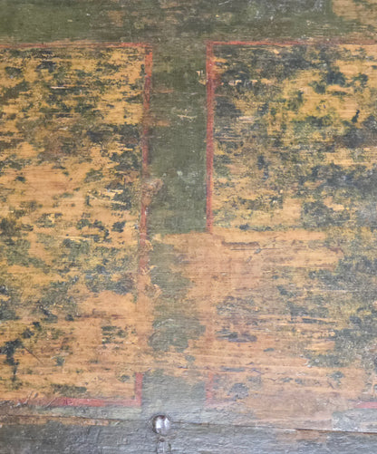 Antique European (German or Czechia) Pine Blanket Chest With Original Paint