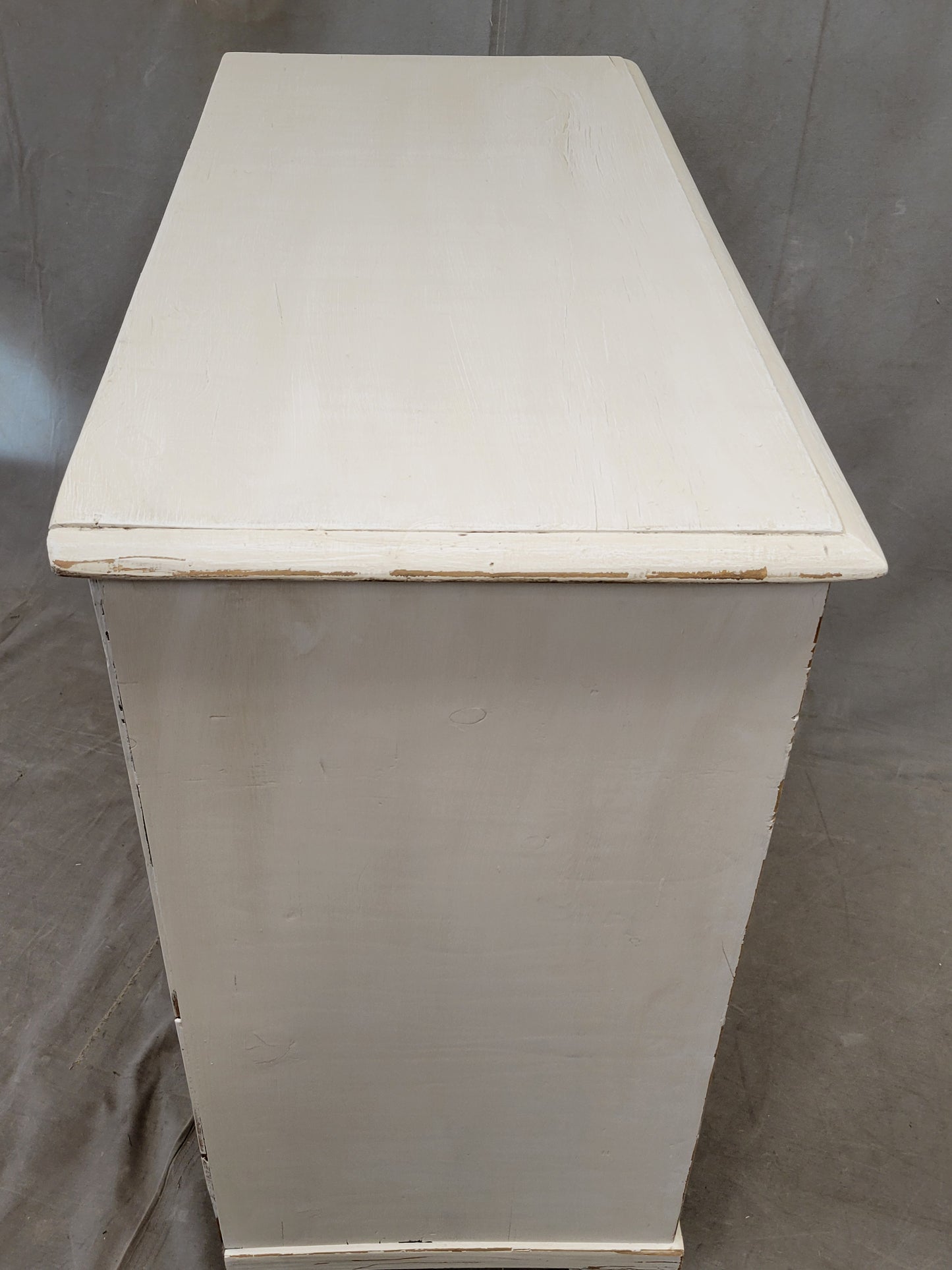 Antique English Pine Painted Dresser Chest of Drawers with Greek Key Motif