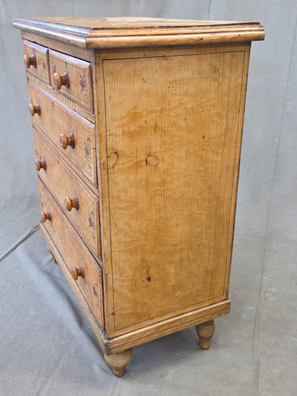 Antique Late 19th Century English Pine Faux Bois Maple Chest of Drawers
