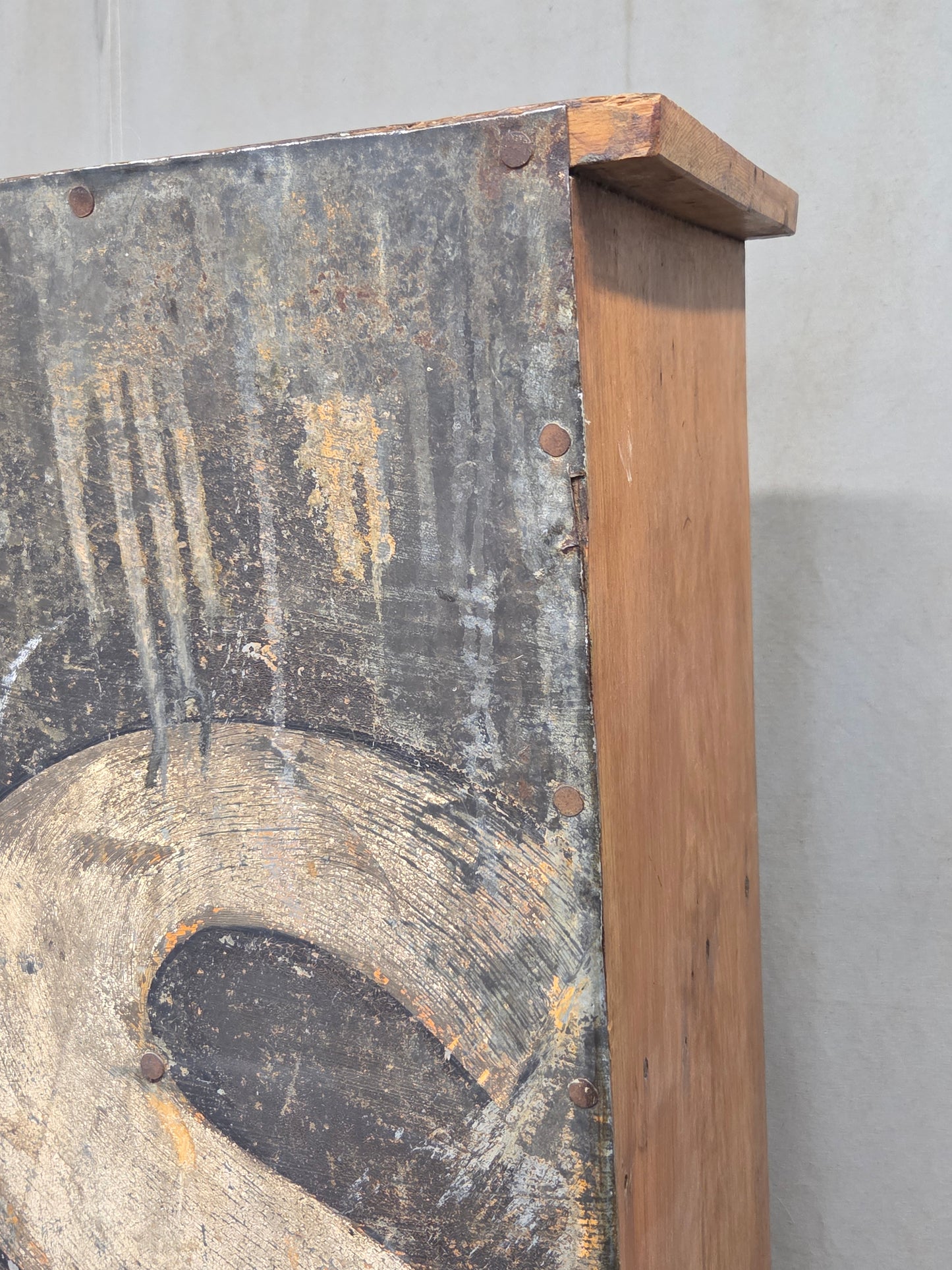 Vintage Rustic Primitive Handmade Pine Bookcase with Metal Backing