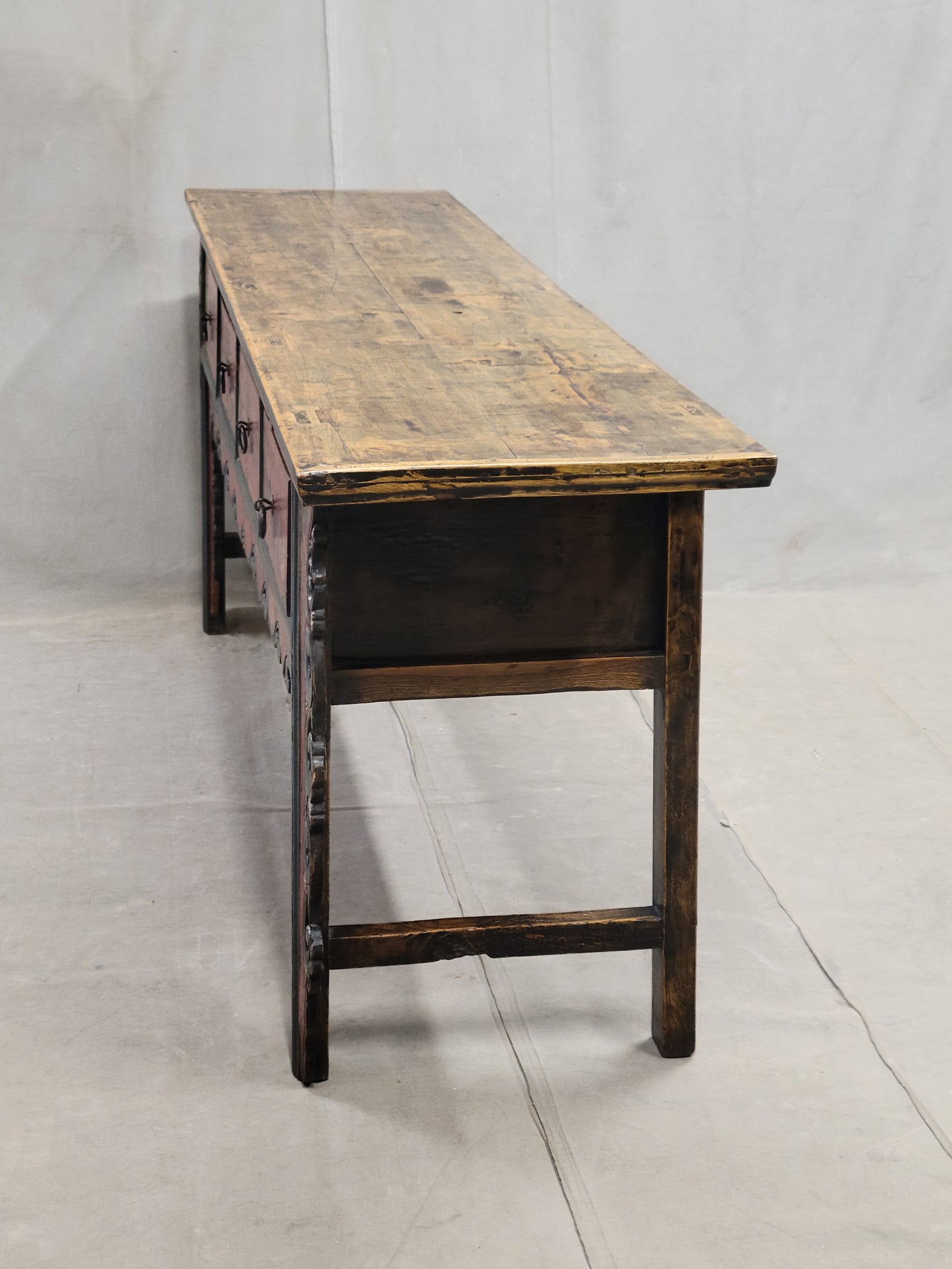 Antique Early 19th Century Chinese Red Lacquer Altar / Console Table