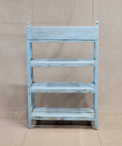 Vintage Indian Painted Bookshelf with Floral Tile