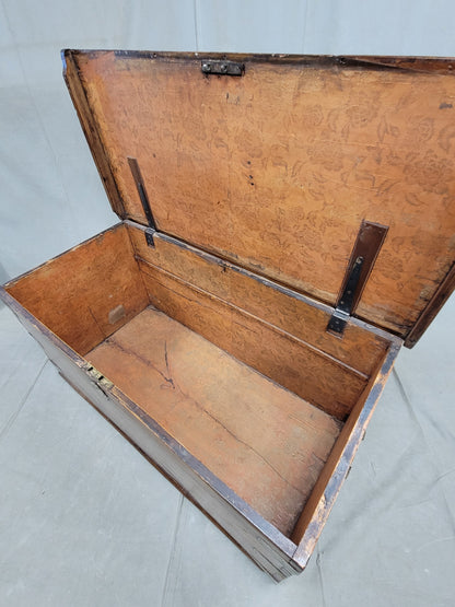 Antique British Colonial Hardwood and Brass Monogrammed Travel Trunk