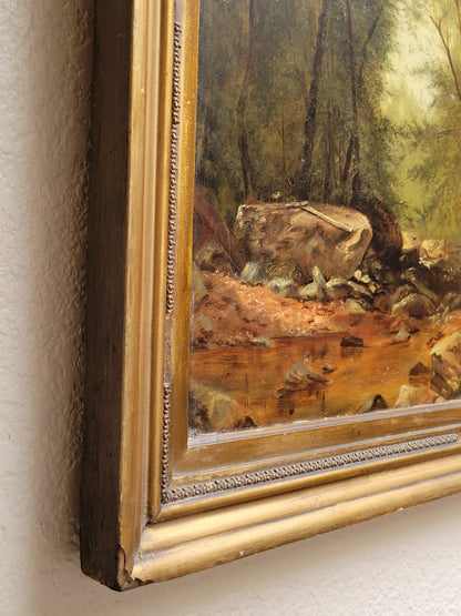 Antique 19th Century French Forest Landscape signed E.S. Buffett, 1862