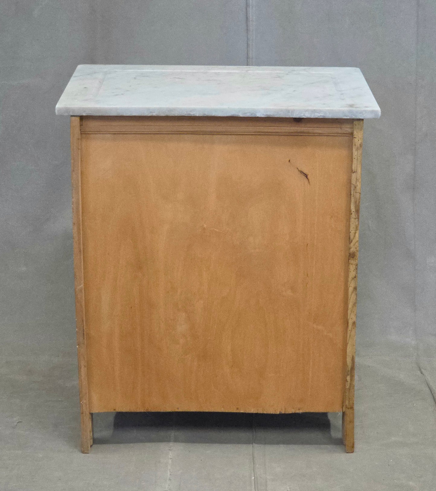 Antique European Pine and Marble Side Table or Nightstand