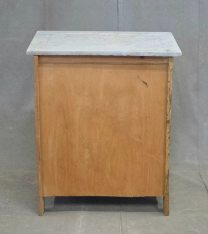 Antique European Pine and Marble Side Table or Nightstand