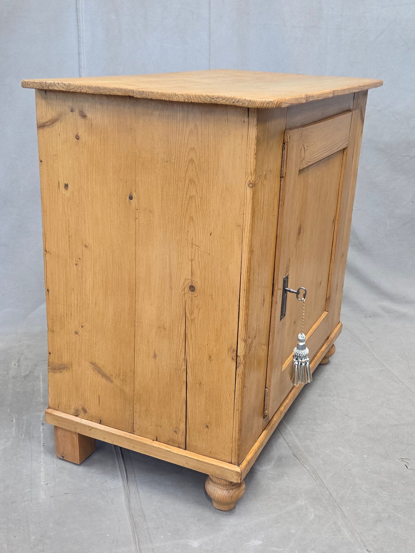 Antique English Pine Single Door Cupboard with Working Key and Original Hardware