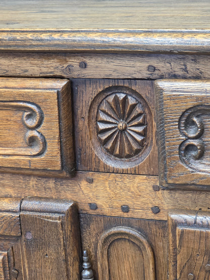 Antique 19th Century French Provincial Oak Buffet with Lined Interior