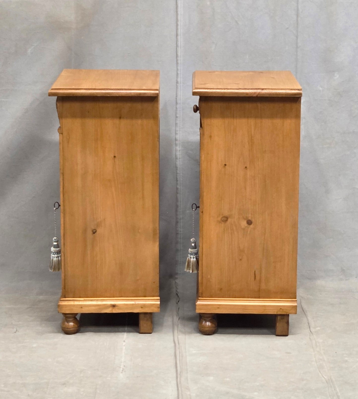 Vintage Eastern European Natural Pine Nighstands - a pair