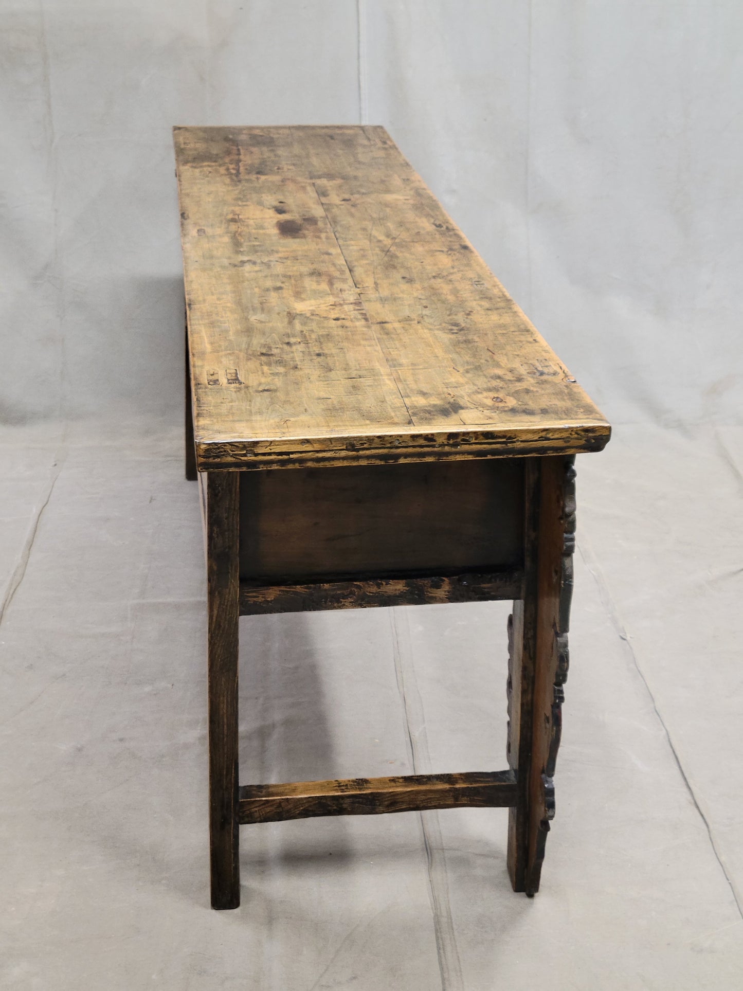 Antique Early 19th Century Chinese Red Lacquer Altar / Console Table