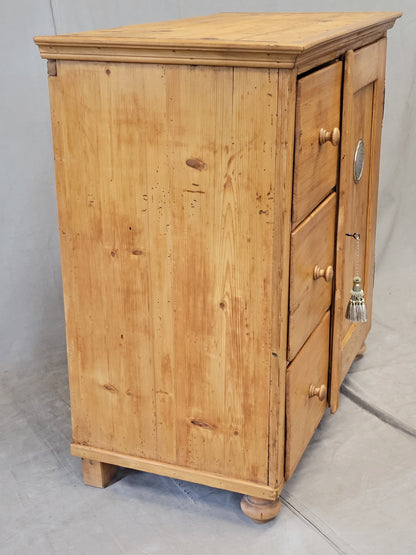 Antique German Pine Locking Pie or Larder Cabinet