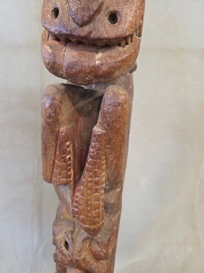 Antique Indian Hand Carved Naga Architectural Remnant on a Custom Metal Stand