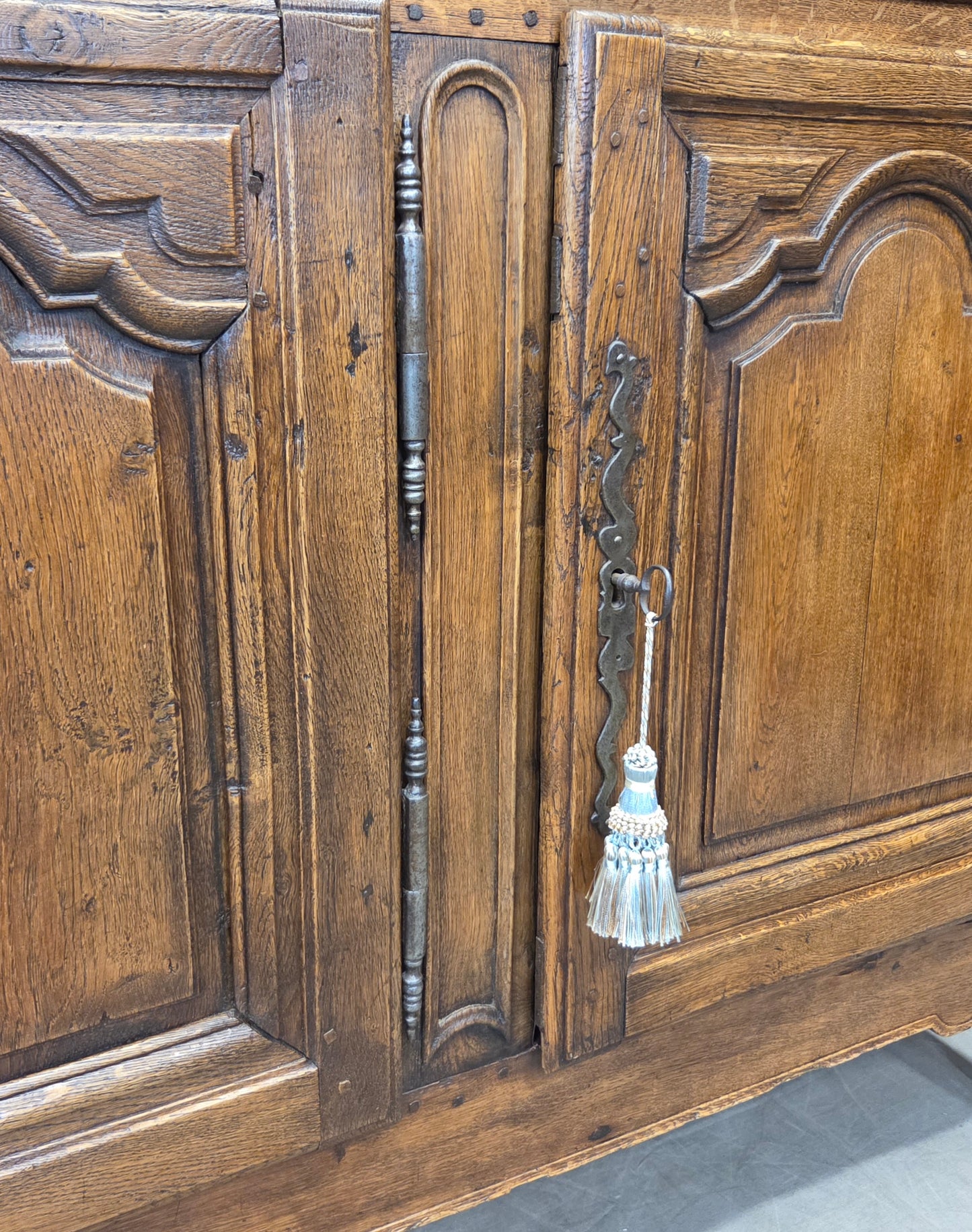 Antique 19th Century French Provincial Oak Buffet with Lined Interior