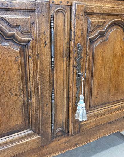Antique 19th Century French Provincial Oak Buffet with Lined Interior