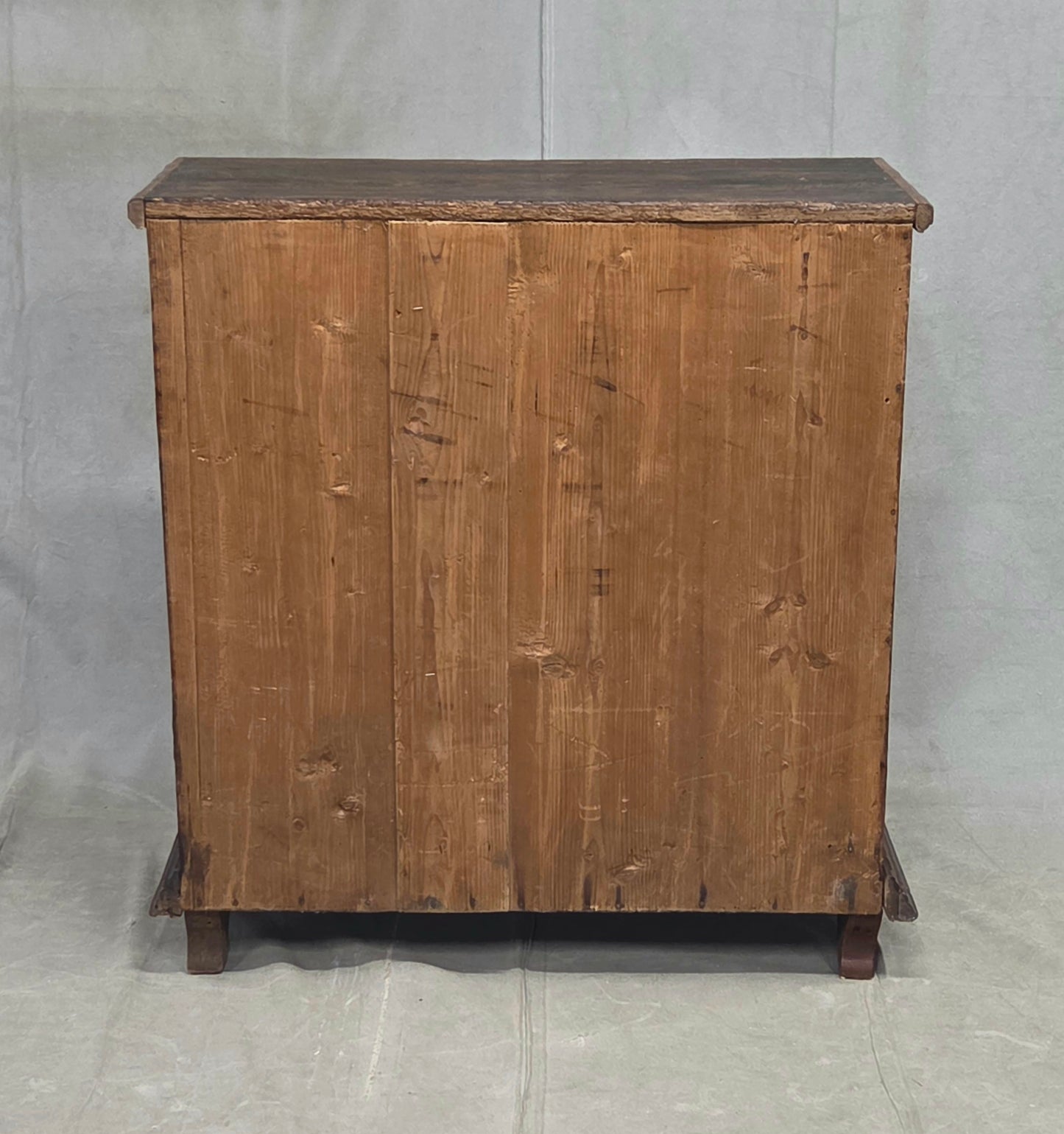 Antique Romanian Folk Painted Pine Cupboard with Drawers and a Door