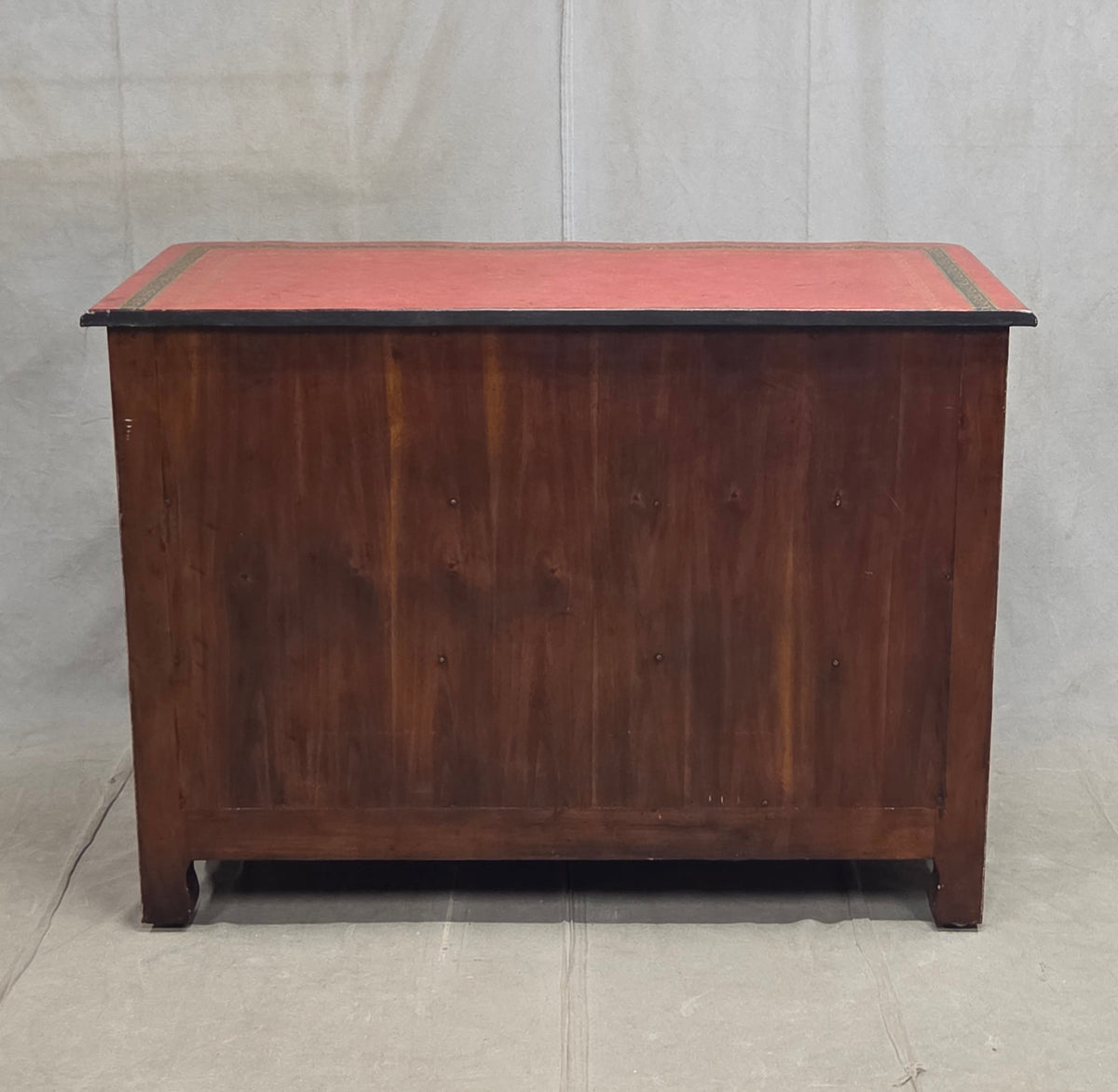 Vintage Theodore Alexander Red Leather Wrapped Serpentine Chest of Drawers