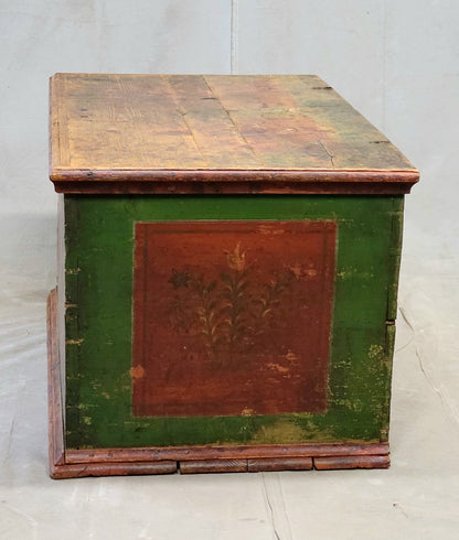 Antique Eastern European Pine Blanket Chest With Original Paint