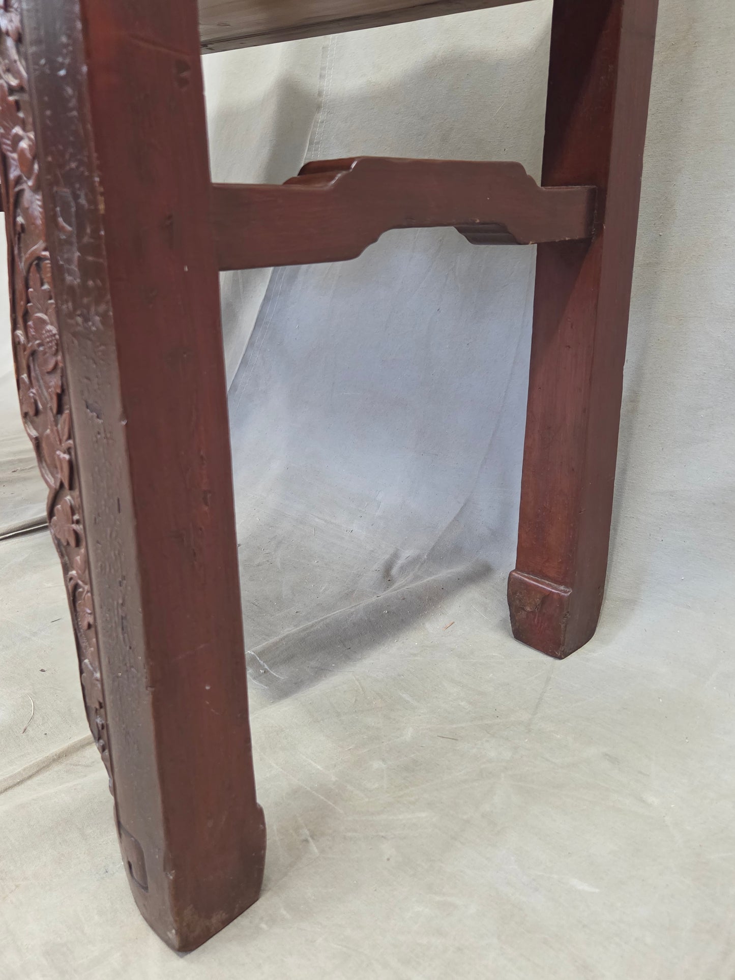 Antique Chinese Qing Dynasty Lacquer Side Table with Birds and Flowers