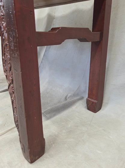Antique Chinese Qing Dynasty Lacquer Side Table with Birds and Flowers