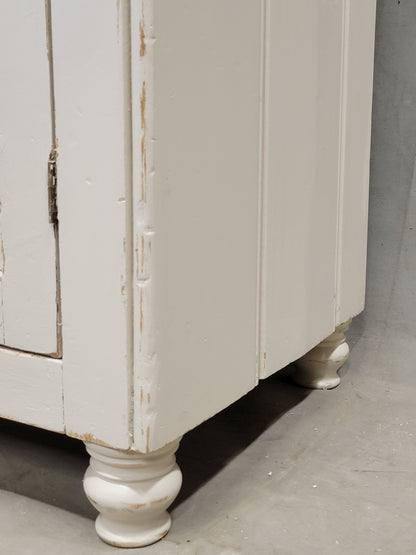 Antique English Country Painted Two Piece China or Curio Cabinet