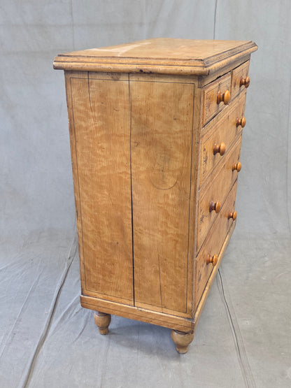 Antique Late 19th Century English Pine Faux Bois Maple Chest of Drawers