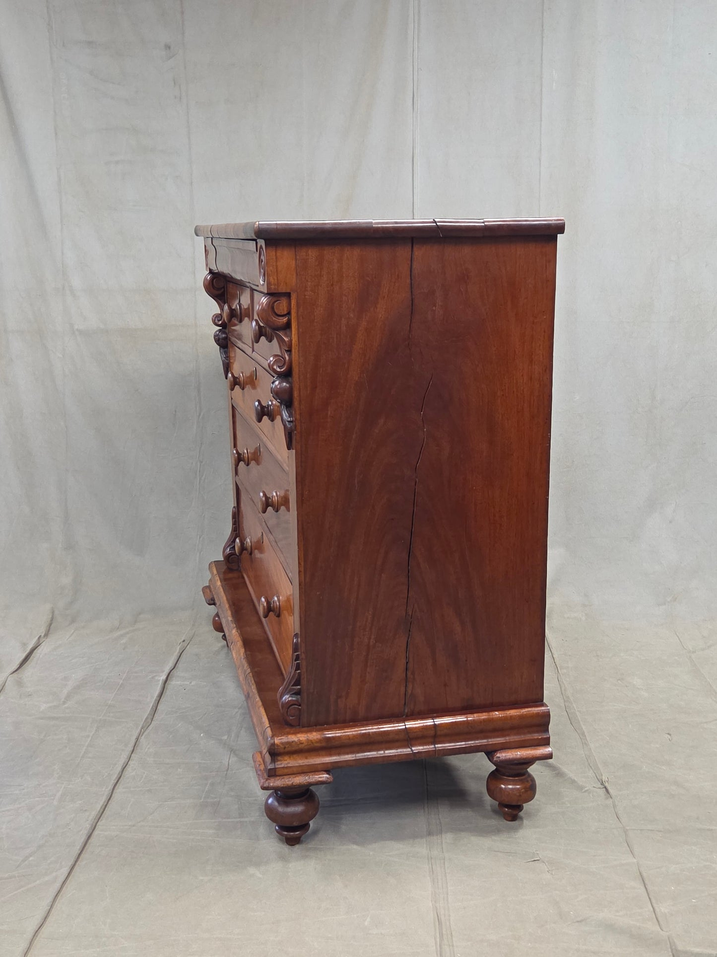 Antique 19th Century Flame Mahogany High Victorian Scotch Chest