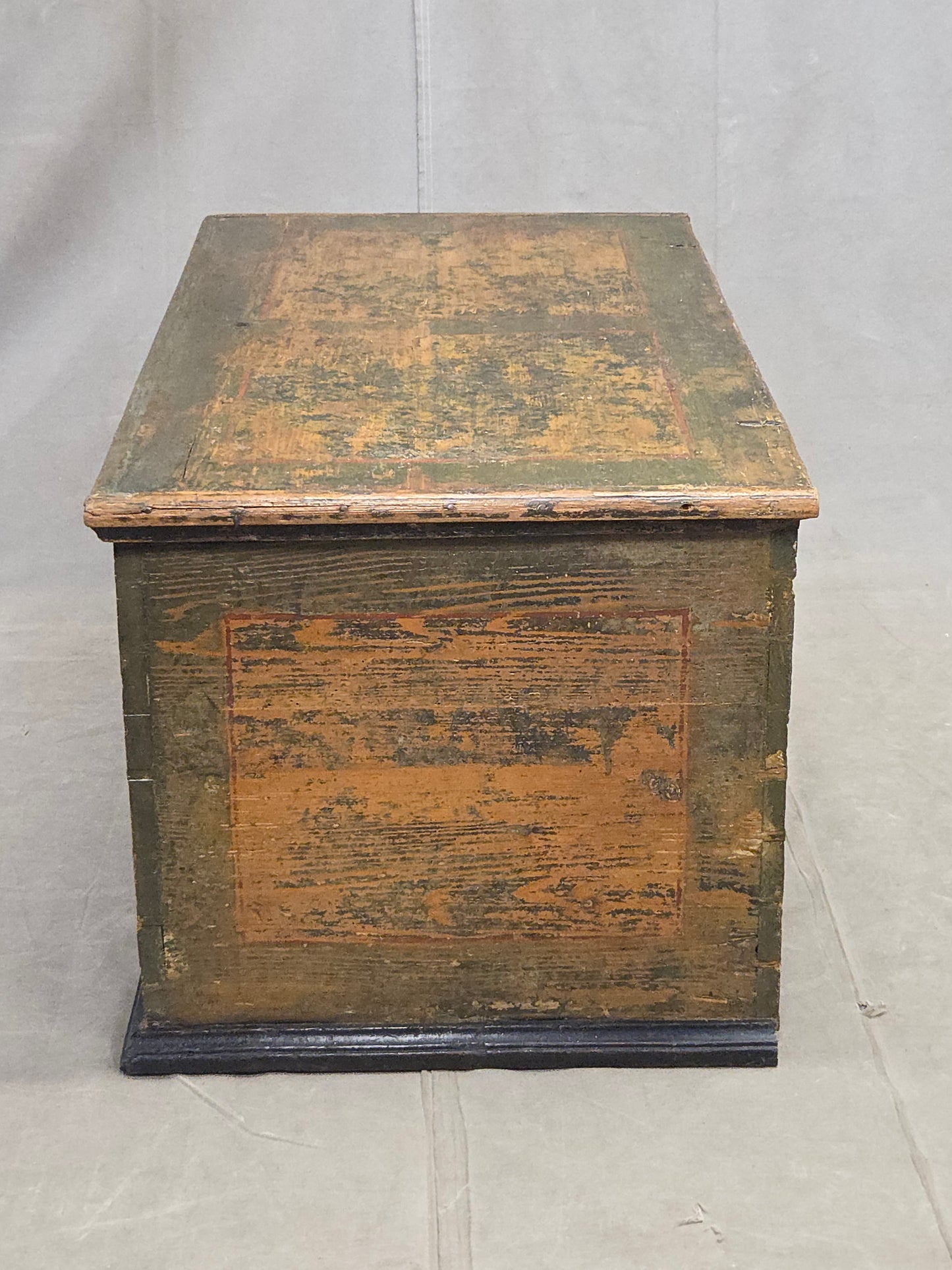 Antique European (German or Czechia) Pine Blanket Chest With Original Paint
