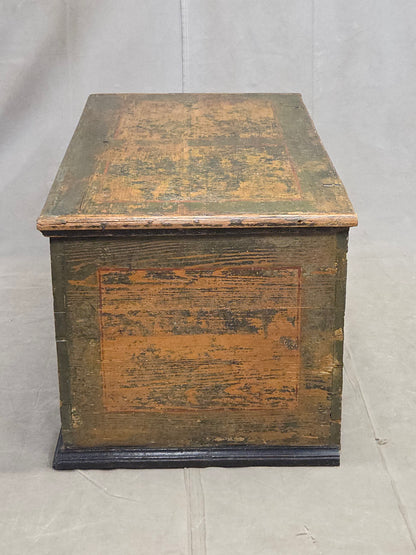 Antique European (German or Czechia) Pine Blanket Chest With Original Paint